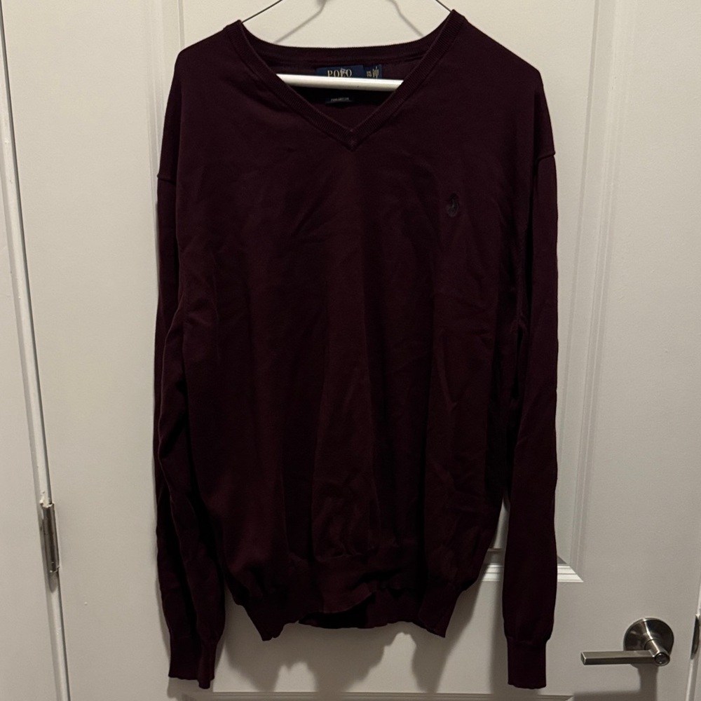 Ralph Lauren Deep Burgundy V-Neck Sweater
